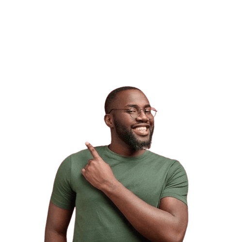 Smiling man pointing